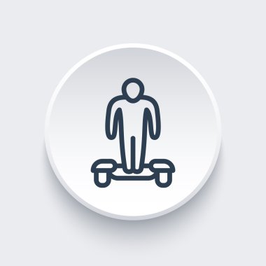 hoverboard line icon on round 3d shape, vector illustration clipart