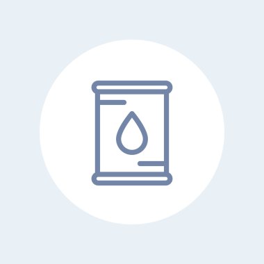 petrol varil satırı simgesi, doğrusal piktogram beyaz izole