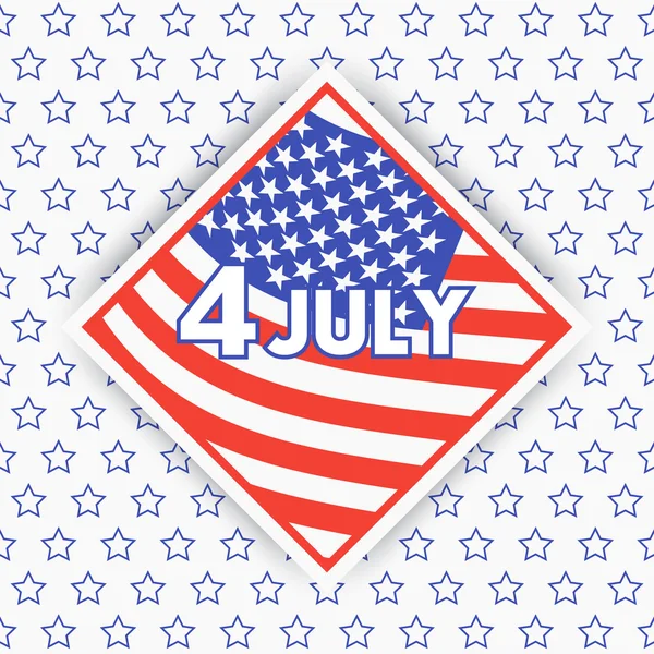 4 de julio, Día de la Independencia en EE.UU., insignia rombica con bandera americana, ilustración vectorial — Vector de stock