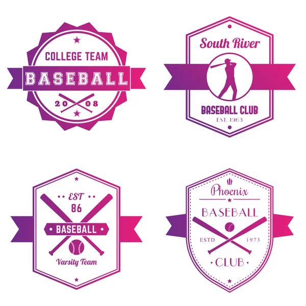 Yarasa, çapraz beyzbol sopaları beyaz, vektör çizim izole beyzbol kulübü, takım vintage logo, rozetleri, amblemler, beyzbol oyuncusu — Stok Vektör