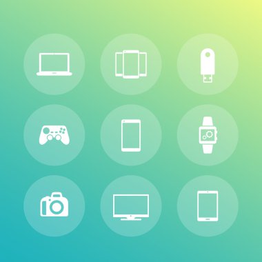 Gadget'lar simgeleri (dizüstü bilgisayar, tablet, tv, akıllı saat, dslr)