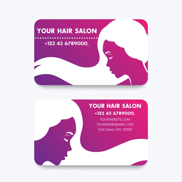 Conception de carte de visite pour salon de coiffure, coiffeur, illustration vectorielle — Image vectorielle