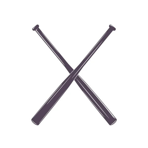 Crossed baseball bats on white, vector illustration — Stock Vector