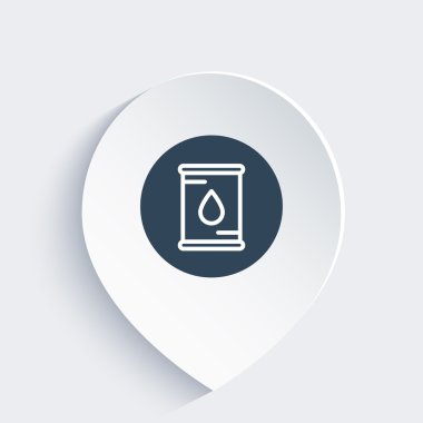 işareti üzerinde petrol varil çizgi simgesi, vektör illüstrasyon