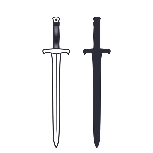 Medieval sword isolated on white, vector illustration — Stock Vector