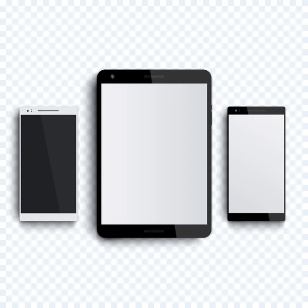 Tablette et deux smartphones maquette — Image vectorielle