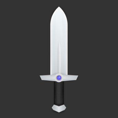 Koyu mavi mücevher ile Karikatür kılıç, vektör illüstrasyon