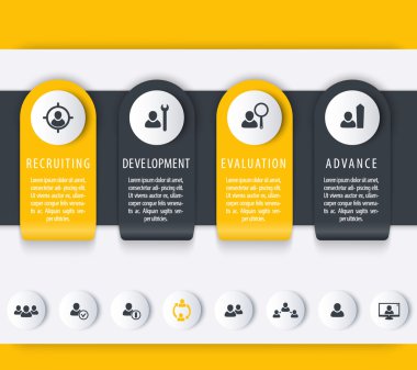 Personel, insan kaynakları, personel geliştirme zaman çizelgesi, infographics öğeleri, simgeler