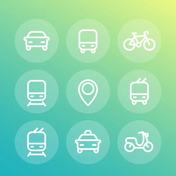 Stad en openbaar vervoer iconen — Stockvector
