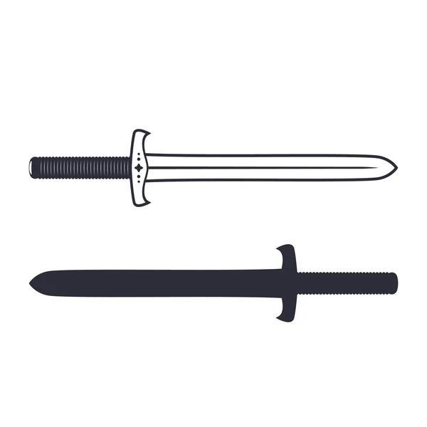 Medieval sword on white — Stock Vector