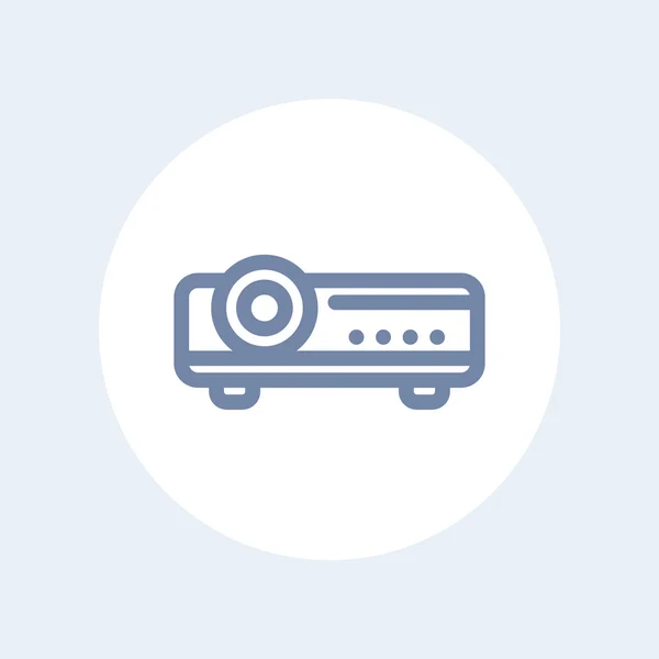 Icono de línea de proyector en blanco, ilustración vectorial — Vector de stock