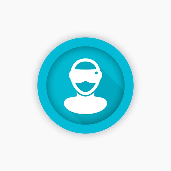 VR occhiali, auricolare realtà virtuale rotonda icona blu — Vettoriale Stock