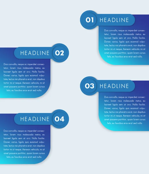 1,2,3,4, Ετικέτες βήμα, Χρονολόγιο πρότυπο, infographics ντιζάιν στοιχεία, μπλε πανό — Διανυσματικό Αρχείο