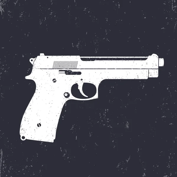 Pistool, geweer, moderne semi-automatisch pistool, wit op donker, vectorillustratie — Stockvector