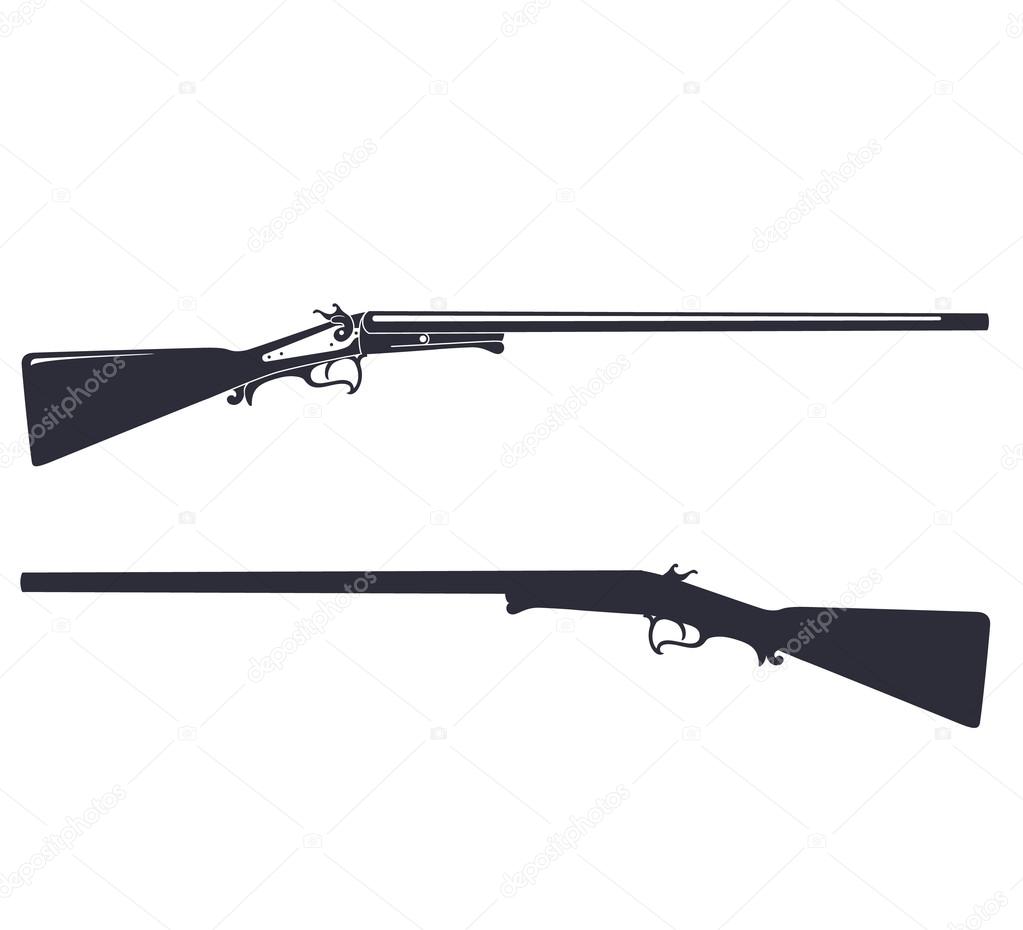 Vintage hunting rifle, isolated on white