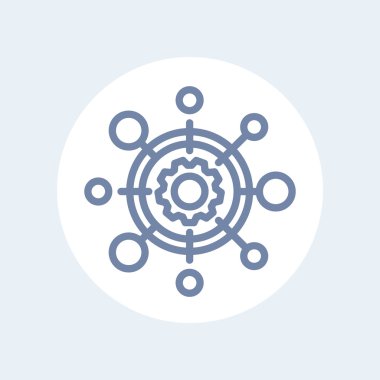 Üretim satırı simgesi üzerinde beyaz izole