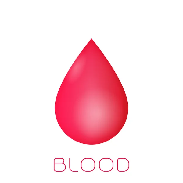 Gota roja de sangre sobre blanco — Vector de stock