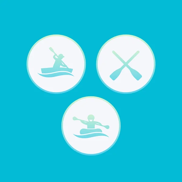 Remo, kayak, rafting, canoa, remos iconos, pictogramas de moda con gradiente, ilustración vectorial — Vector de stock