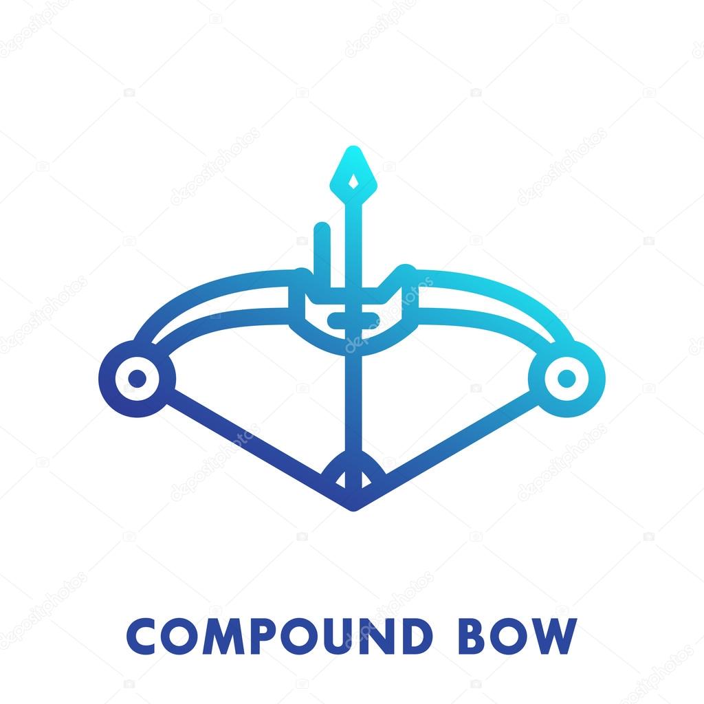 Compound bow line icon, logo element