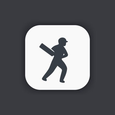 Kriket simgesi, yarasa, oyuncu topa vuran oyuncu