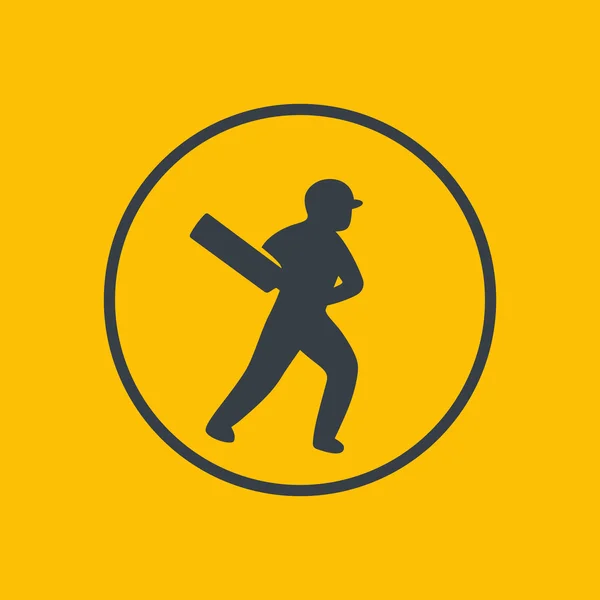 Значок для крикета, бэтмен, игрок с битой, векторная иллюстрация — стоковый вектор