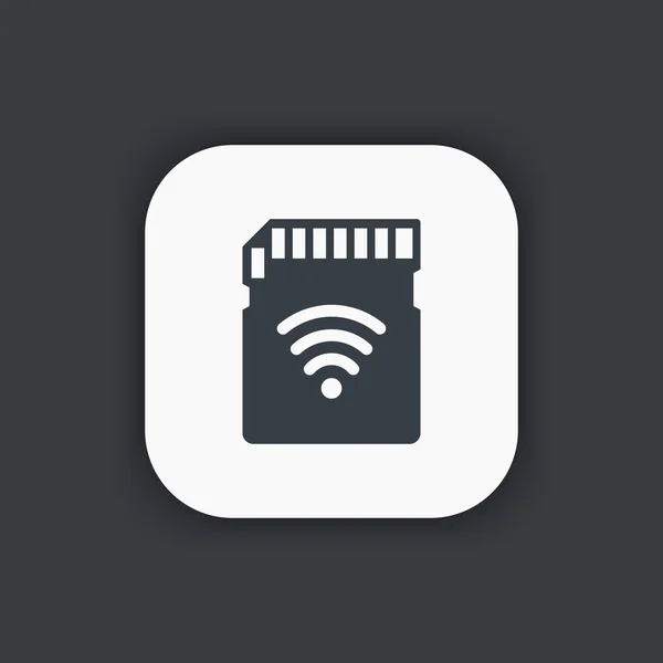 Icono de tarjeta SD, tarjeta de memoria con wi-fi — Vector de stock