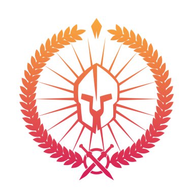 amblem, logo beyaz, vektör çizim Spartalı kask ile