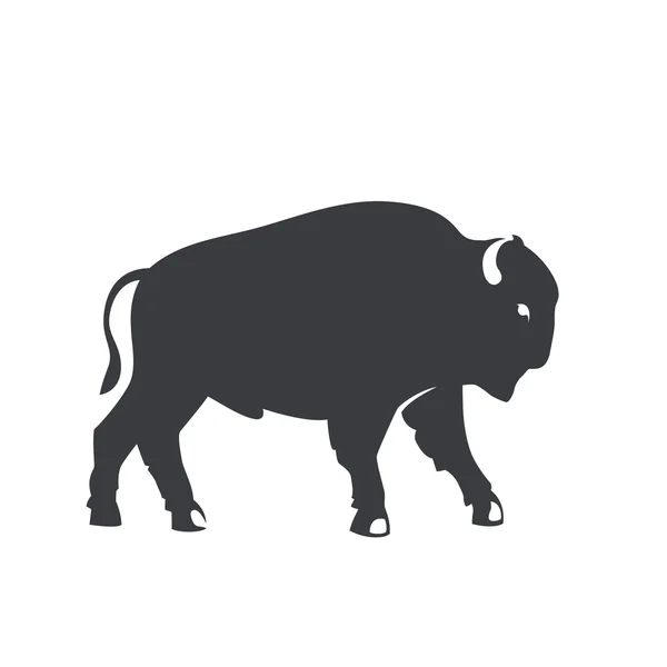 Buffalo silhouet, embleem, logo geïsoleerd op wit — Stockvector