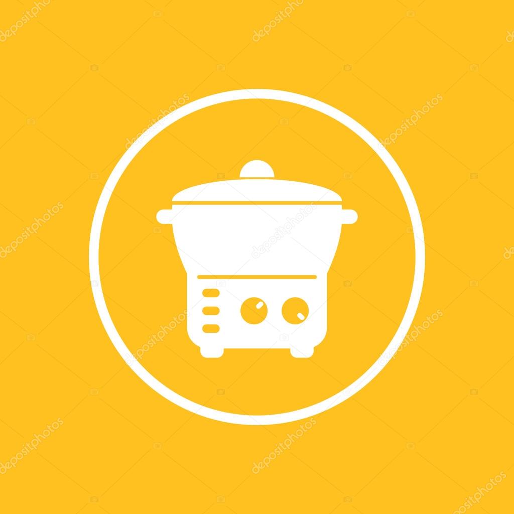 electric cooker icon, steamer, crock-pot, multi cooker, vector illustration