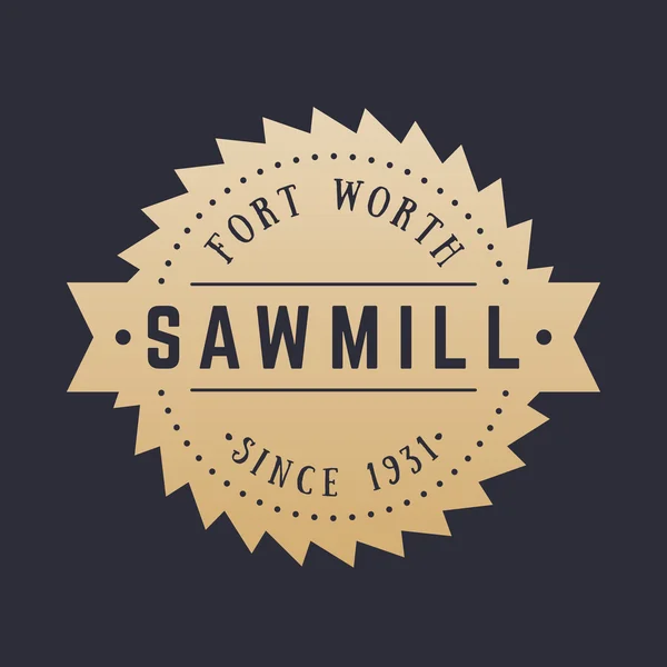 Sawmill vintage logo, emblem, vector illustration — Stock Vector