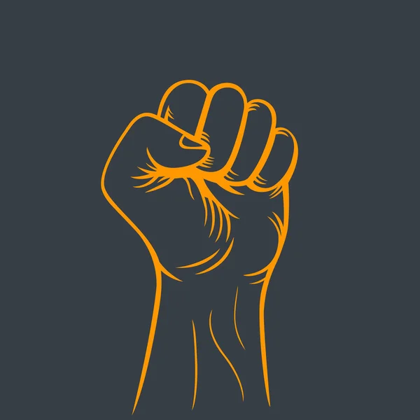 Fist held high, outline, revolt, protest symbol — Stock Vector