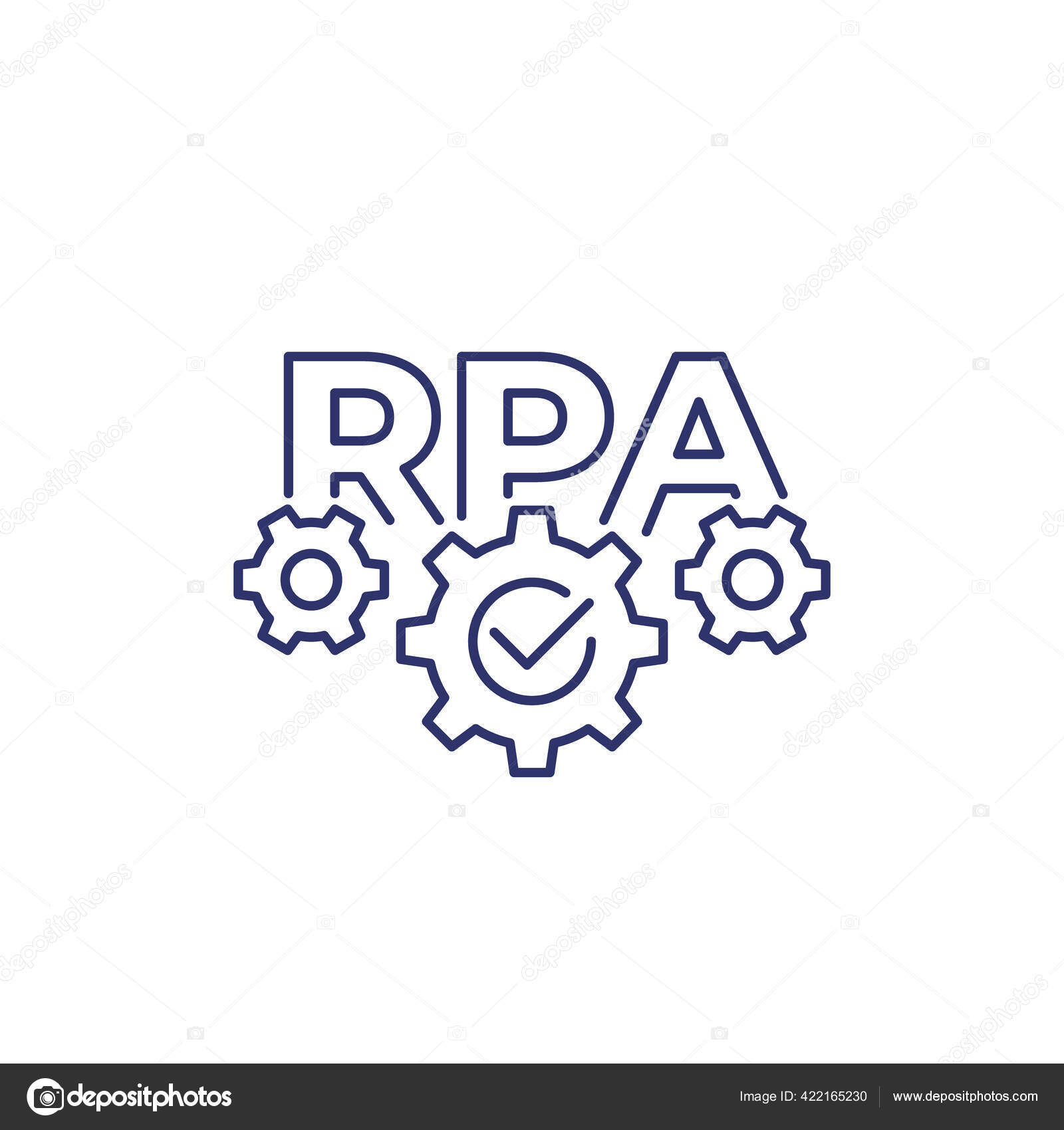RPA, robotic process automation, vector line icon Stock Vector by