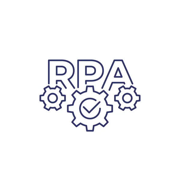 RPA, automatización de procesos robóticos, icono de línea vectorial — Vector de stock