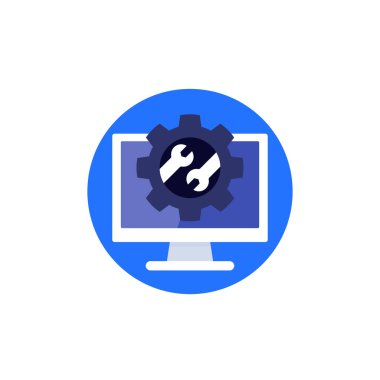 onarım servisi, dişli ve anahtar vektör simgesi