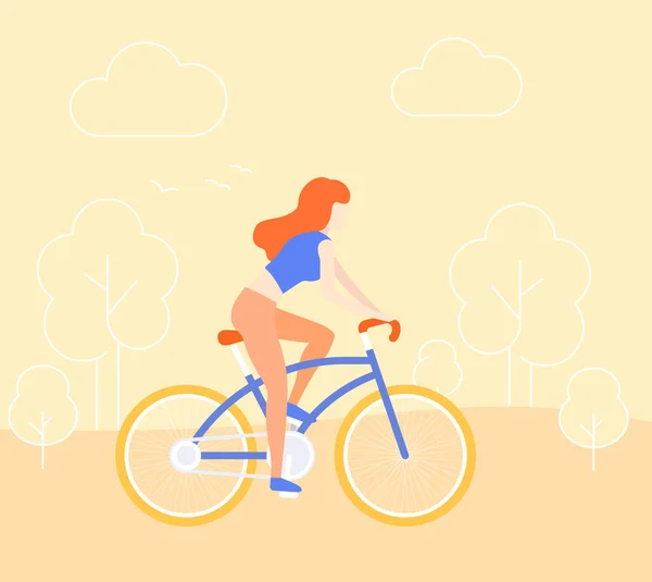 Chica montar en bicicleta en el parque, vector — Archivo Imágenes Vectoriales