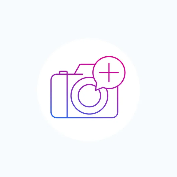 Přidat ikonu fotografie s fotoaparátem, řádek — Stockový vektor