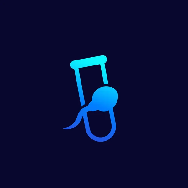 Icono de la prueba de esperma con tubo, vector — Vector de stock