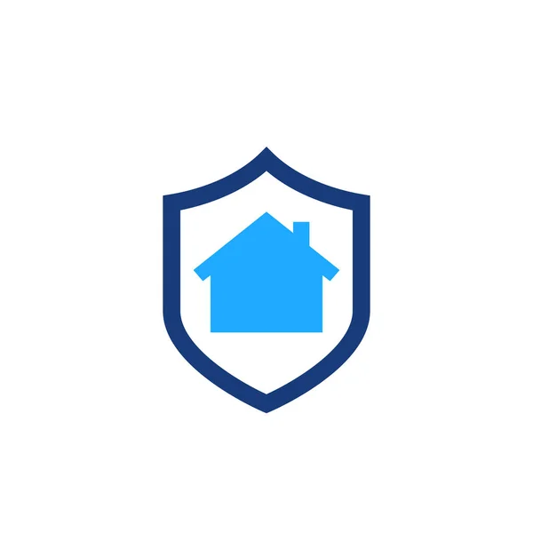 Ícone de vetor de seguro de casa com escudo e casa —  Vetores de Stock