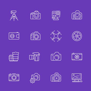 fotoğrafçılık ince çizgi simgeleri
