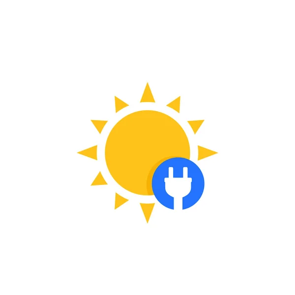 Icono de la energía solar con enchufe eléctrico y sol — Vector de stock