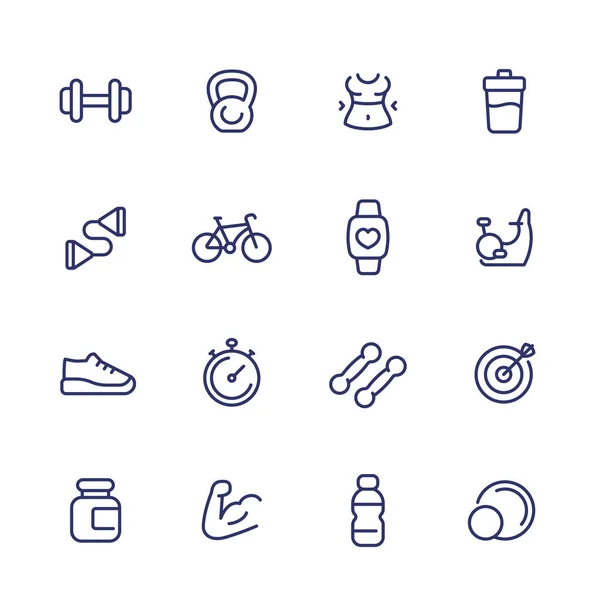 Fitness and gym line icons — Stock Vector