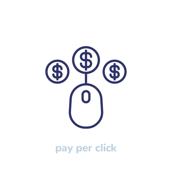 Ppc, payer par clic, icône vectorielle ligne — Image vectorielle