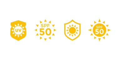 Güneş kremi, UV radyasyonundan koru. 50 simge.