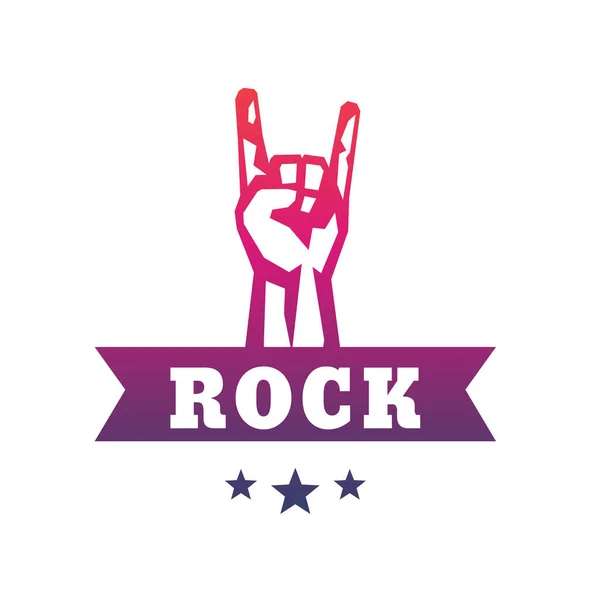 Rock vector symbol, sign with rock-concert gesture — Stock Vector