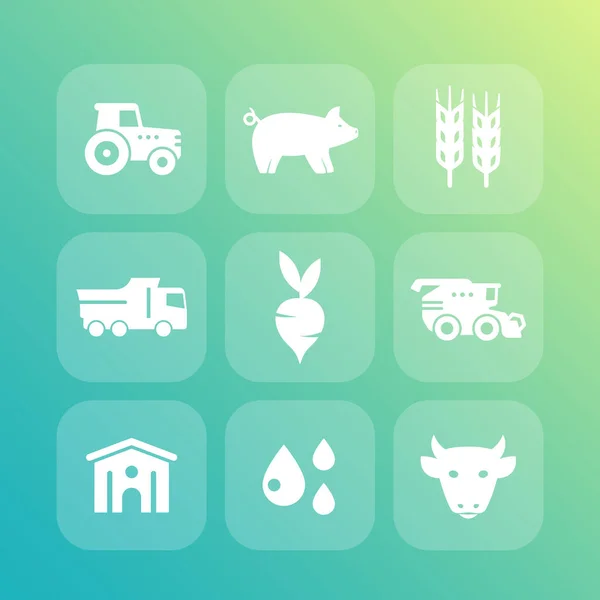 Agricultura, conjunto de ícones agrícolas —  Vetores de Stock