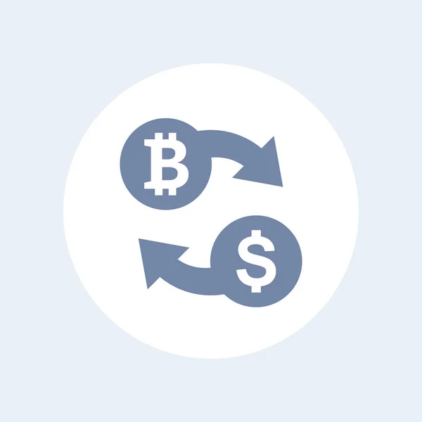 Bitcoin to USD ícone de câmbio isolado no branco — Vetor de Stock
