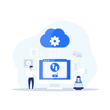 Bulut ve veri aktarımıyla eşzamanla, vektör