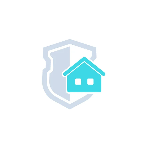 Hus försäkring ikon med sköld och hem — Stock vektor