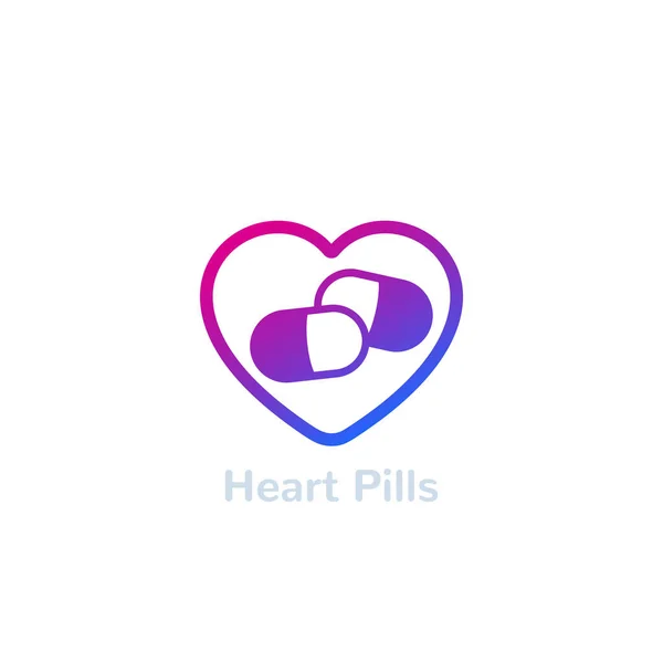 Logo tabletki na serce, apteka i wektor medycyny — Wektor stockowy
