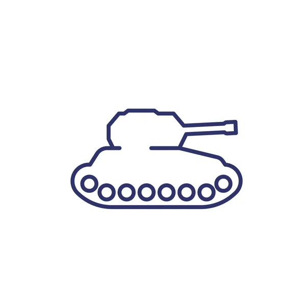 Línea de tanque militar vector icono — Vector de stock